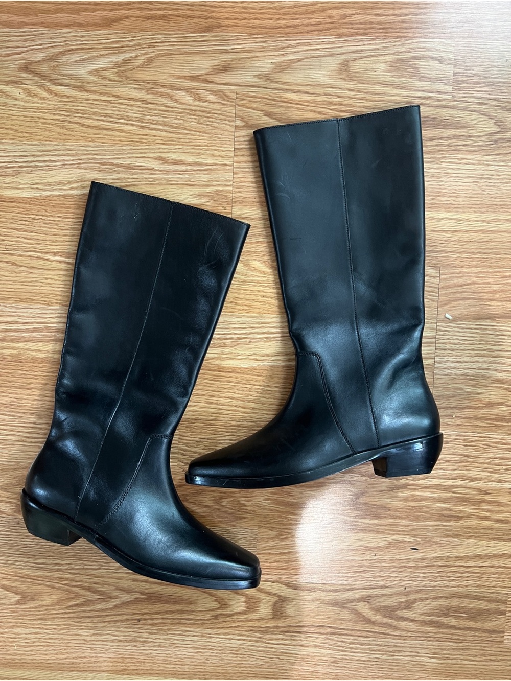 Madewell Antoine Tall Black Leather Mid-Calf Heeled Boots Sz 9